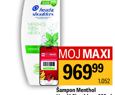 Šampon Menthol Head&Shoulders, 625ml