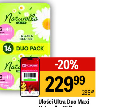 Ulošci Ultra Duo Maxi Naturella, 16/1