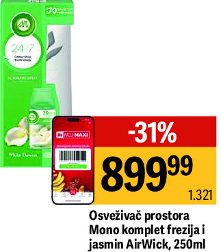 Osveživač prostora Mono komfret frezija i Jasmin Air Wick, 250ml