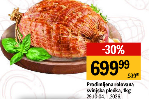 Prodimljena rolovana svinjska plećka, 1kg